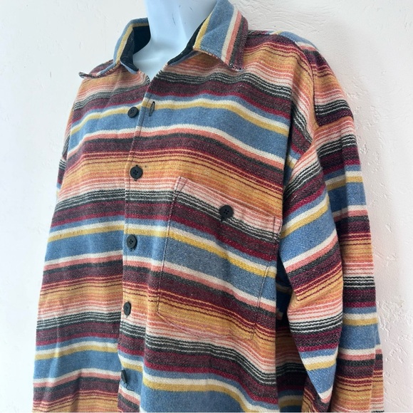 SIERRA PACIFIC Wool Blanket Knit Striped Shirt Jacket Unisex Men L Women XL - Picture 4 of 11